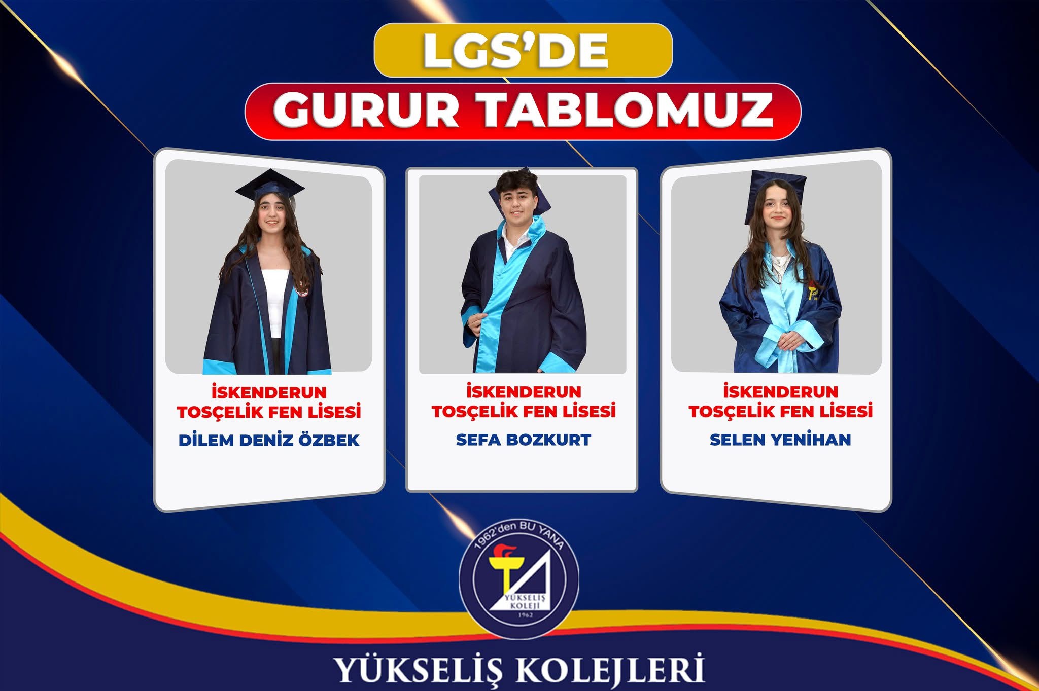 Yükseliş Koleji Bilim Kampüsü Ortaokulu’ndan mezun olup LGS sınavında