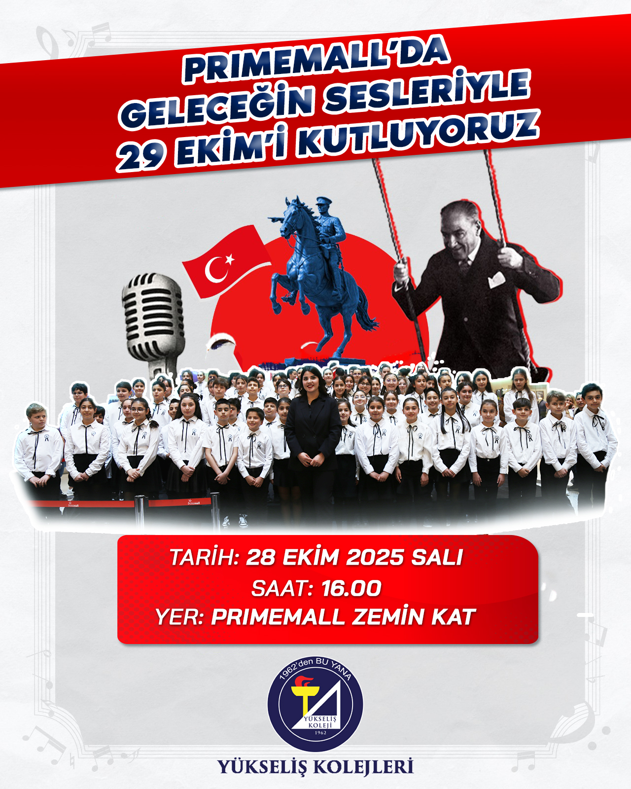 29 Ekim Yükseliş Ortaokulu Korosu, 28 Ekim Salı günü saat 16.00’da halkımızla buluşuyor!
