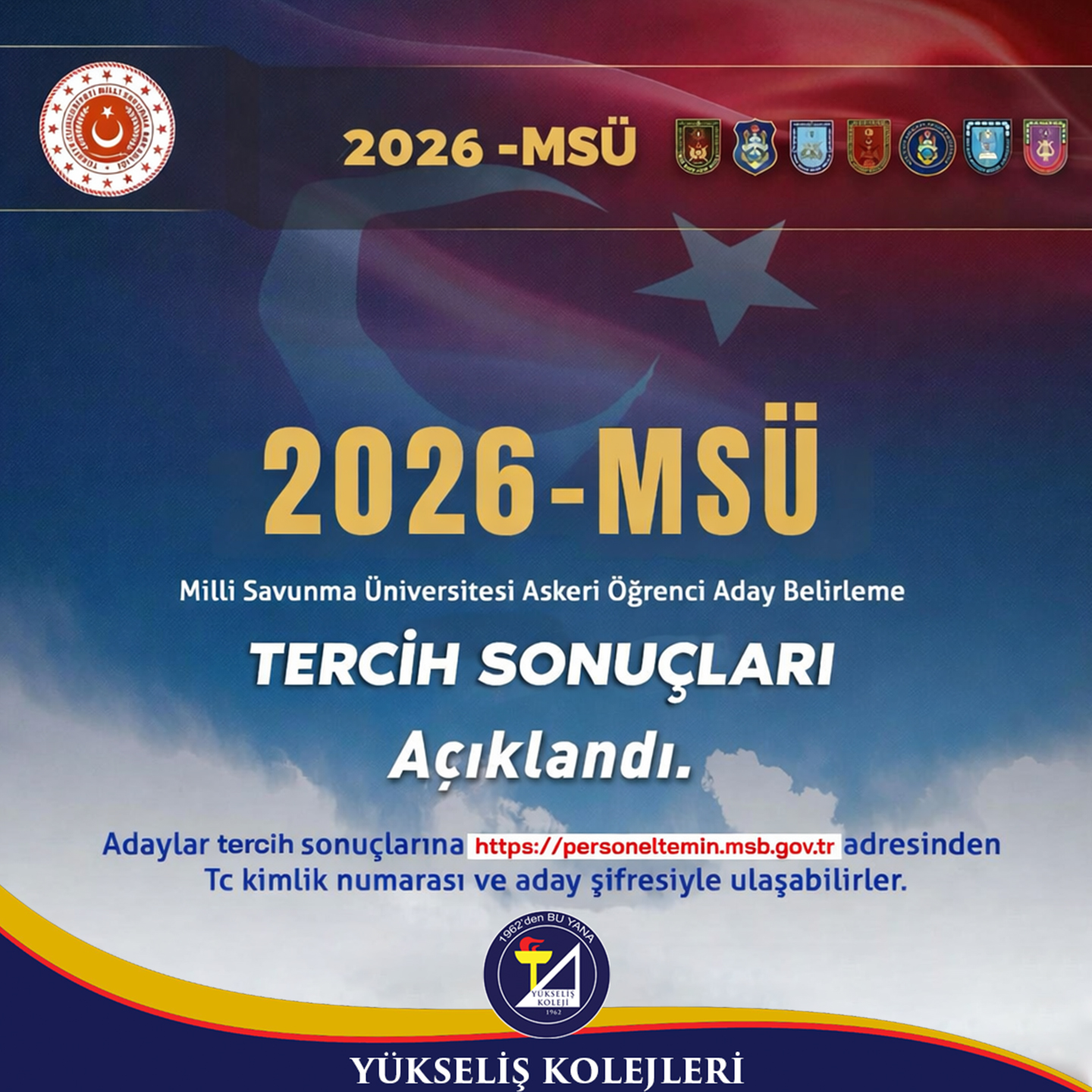 2026-MSÜ tercihi sonuçları açıklandı !