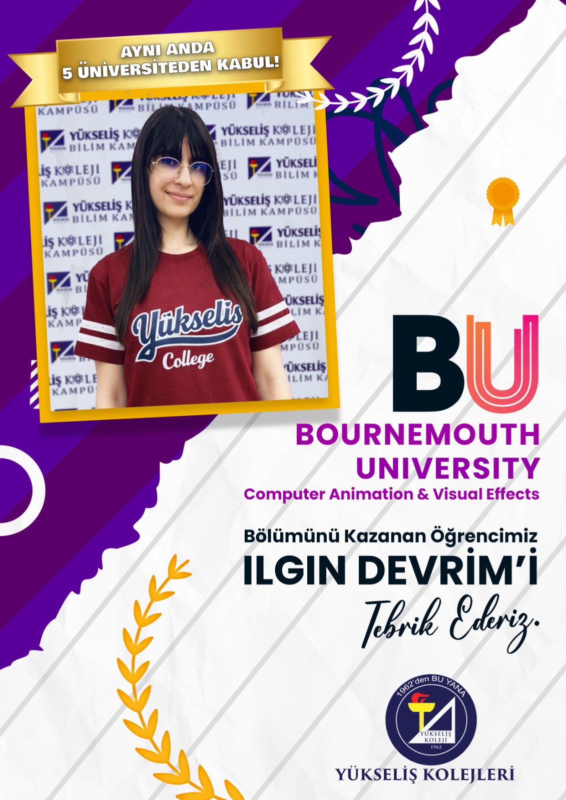 🎓✨ Öğrencimiz Ilgın Devrim’den Büyük Başarı!  7 Yıl Aradan Sonra Türkiye’den Kabul Alan İlk Türk Öğrenci !