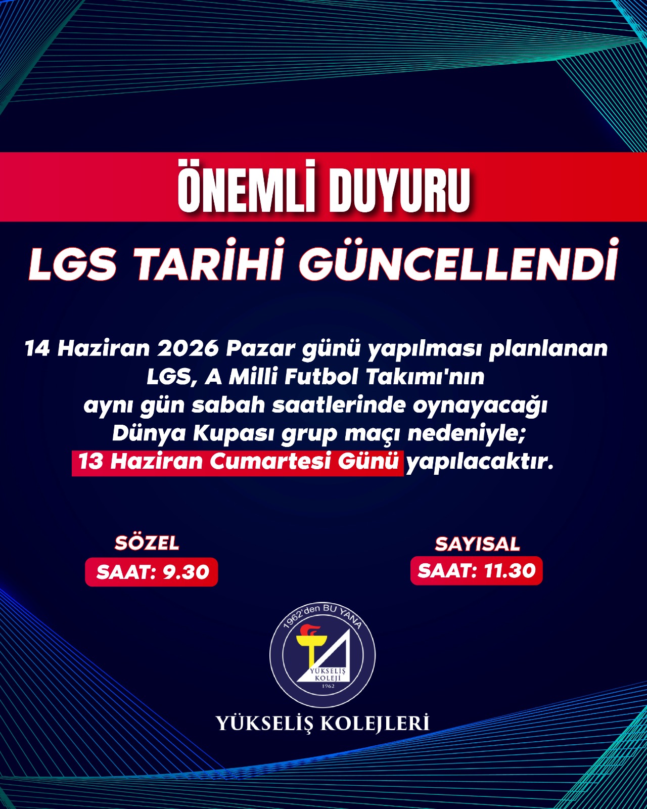 ÖNEMLİ DUYURU ! LGS TARİHİ GÜNCELLENDİ !